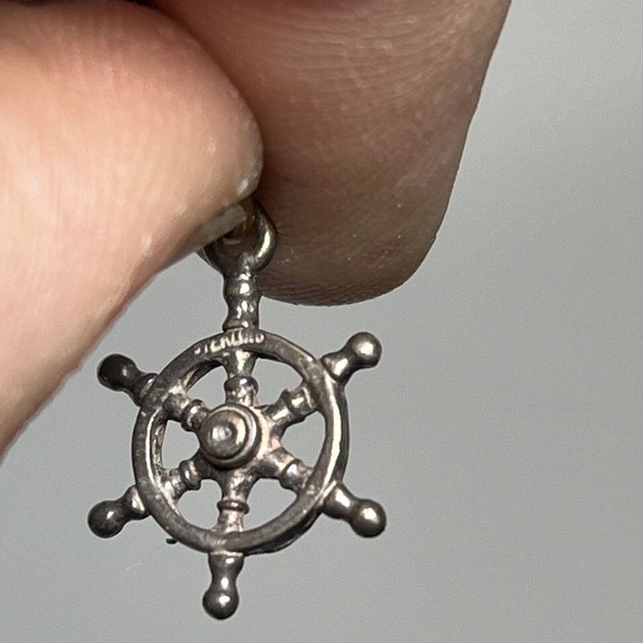 Sterling Silver Charm Bracelet Elephant Ships Wheel Fish Star USMC Vintage 1990s - Picture 11 of 16